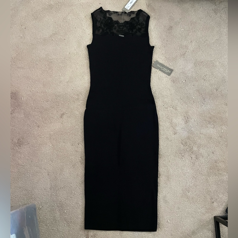 NWT New York and Company Eva Mendes Collection Black Bodycon Sweater Dress
